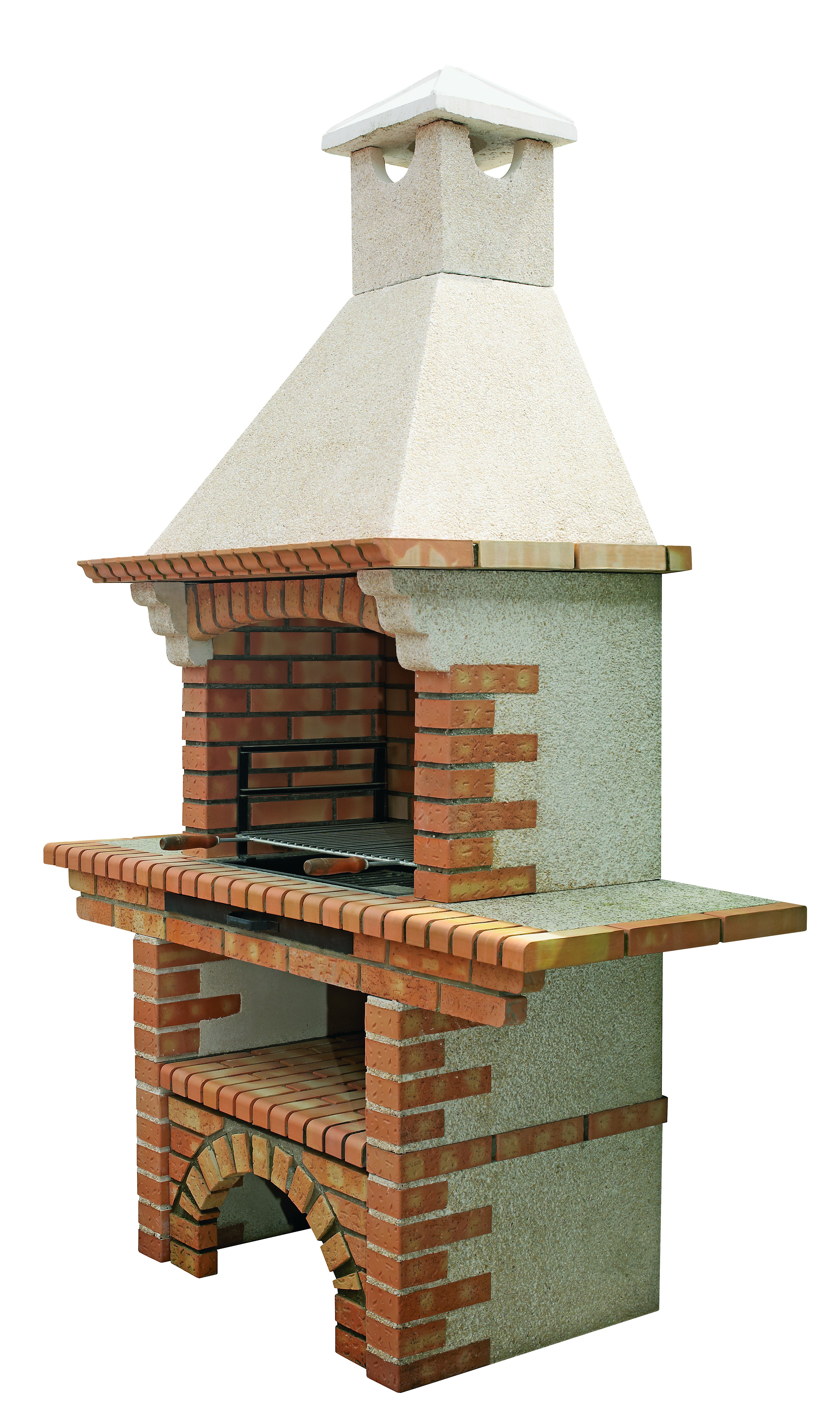 Calabria 206G – Barbecue tradizionale in mattoni e pietra ricostituita con mensola – griglia da 70 cm