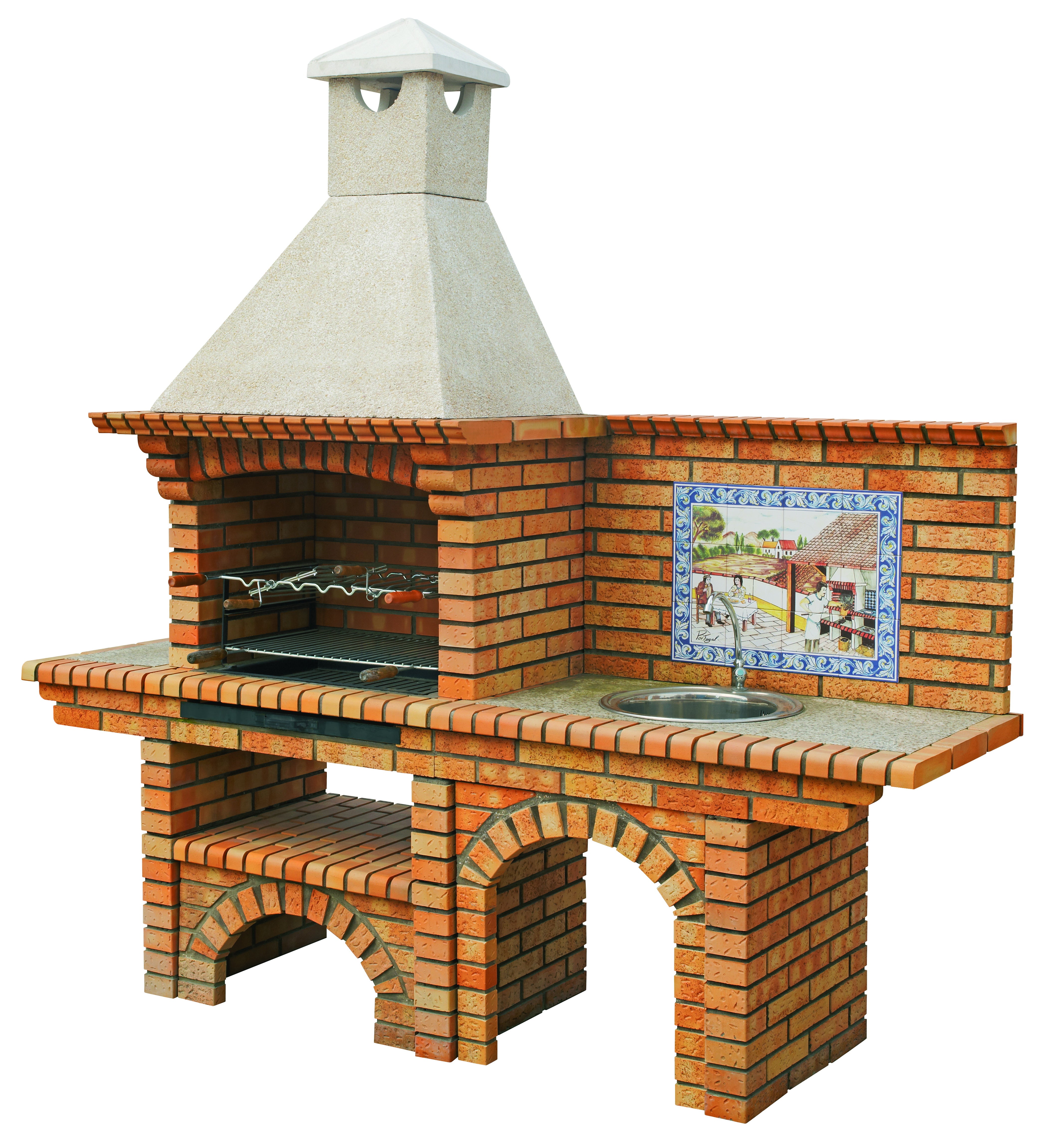 Calabria 502G – Barbecue in mattoni e pietra ricostituita con piano di lavoro – apertura da 70 cm