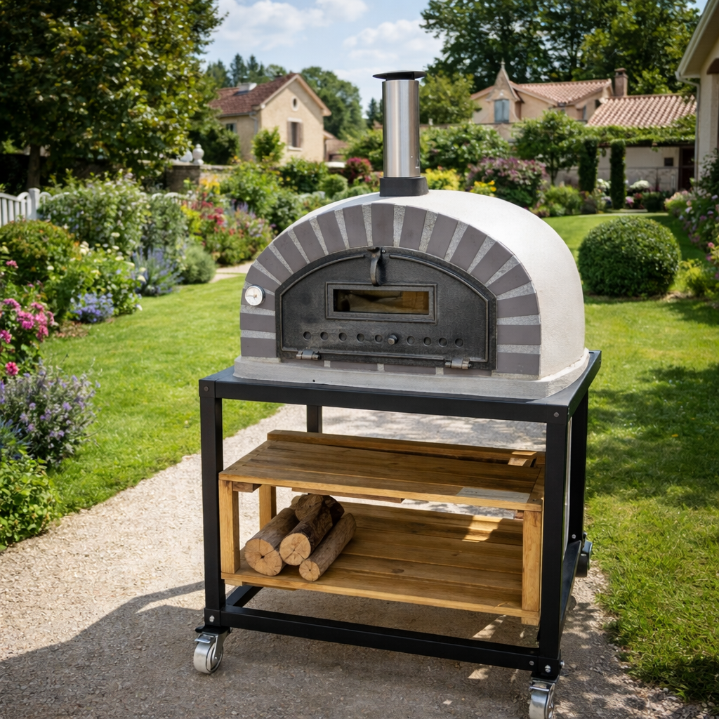 Carrello per forno a legna – Supporto in acciaio con ruote (90 / 100 / 110 / 120)