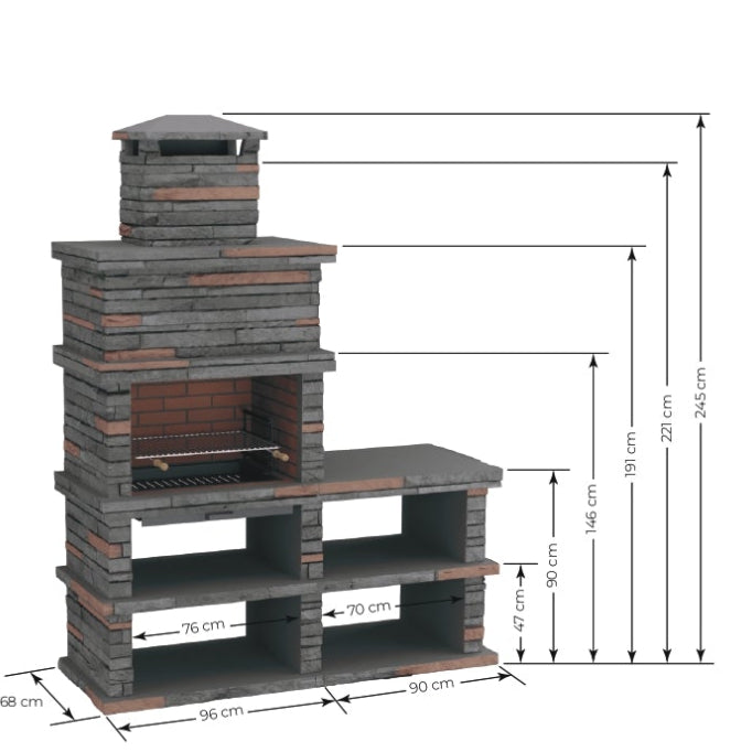 Barbecue Rocca 461 – Pietra Ricostituita con Modulo Laterale