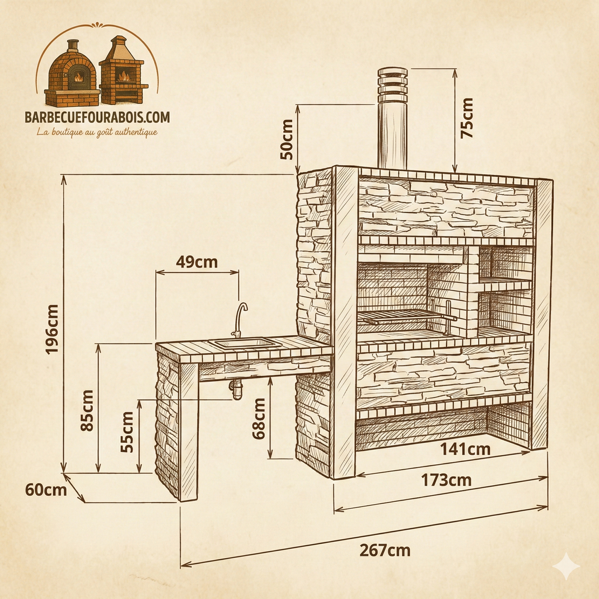 Inoxa 404 – Barbecue premium Serie 400 con piano di lavoro e vani portaoggetti (lavello + rubinetto opzionali)