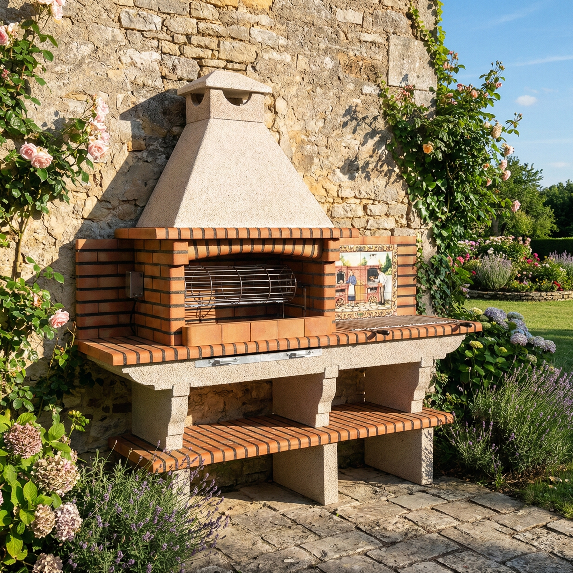 Girarrosto per maialino da latte in inox + motore elettrico (per barbecue Terracotto/Rustika/Nexa/Inoxa)