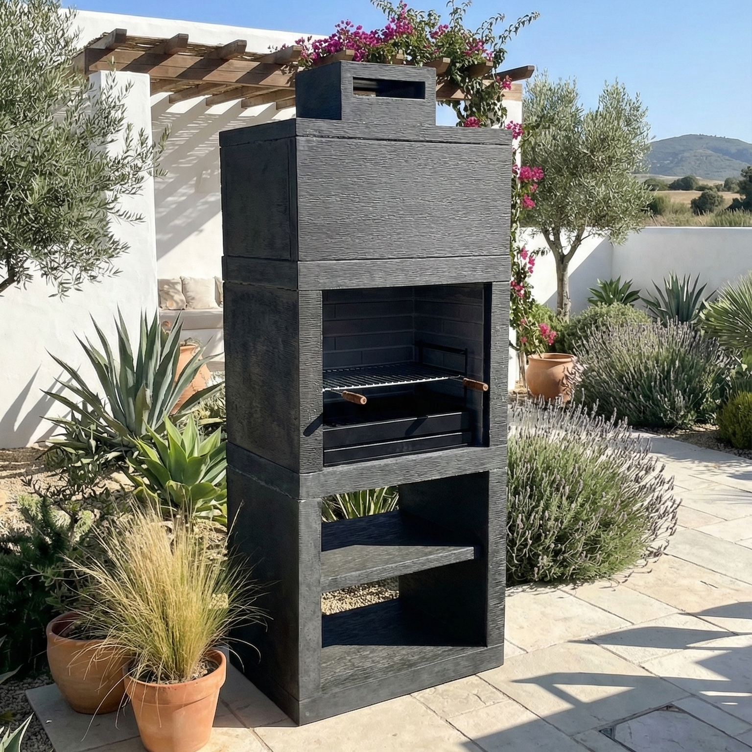 Linea 10 – Barbecue moderno di design (4 colori) con griglia in acciaio da 60 cm inclusa