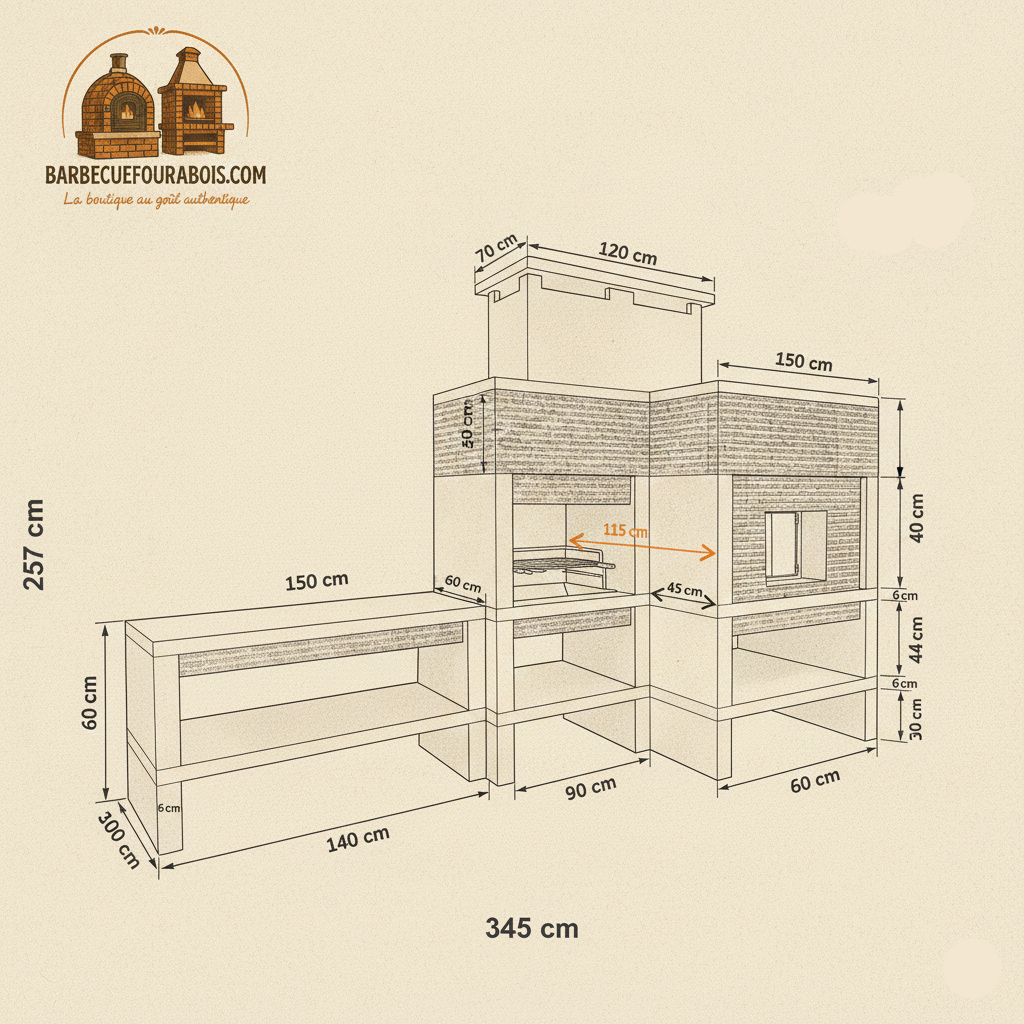 Granito 25 – Cucina da esterno in granito XXL con forno e lavello (griglia da 70 cm)
