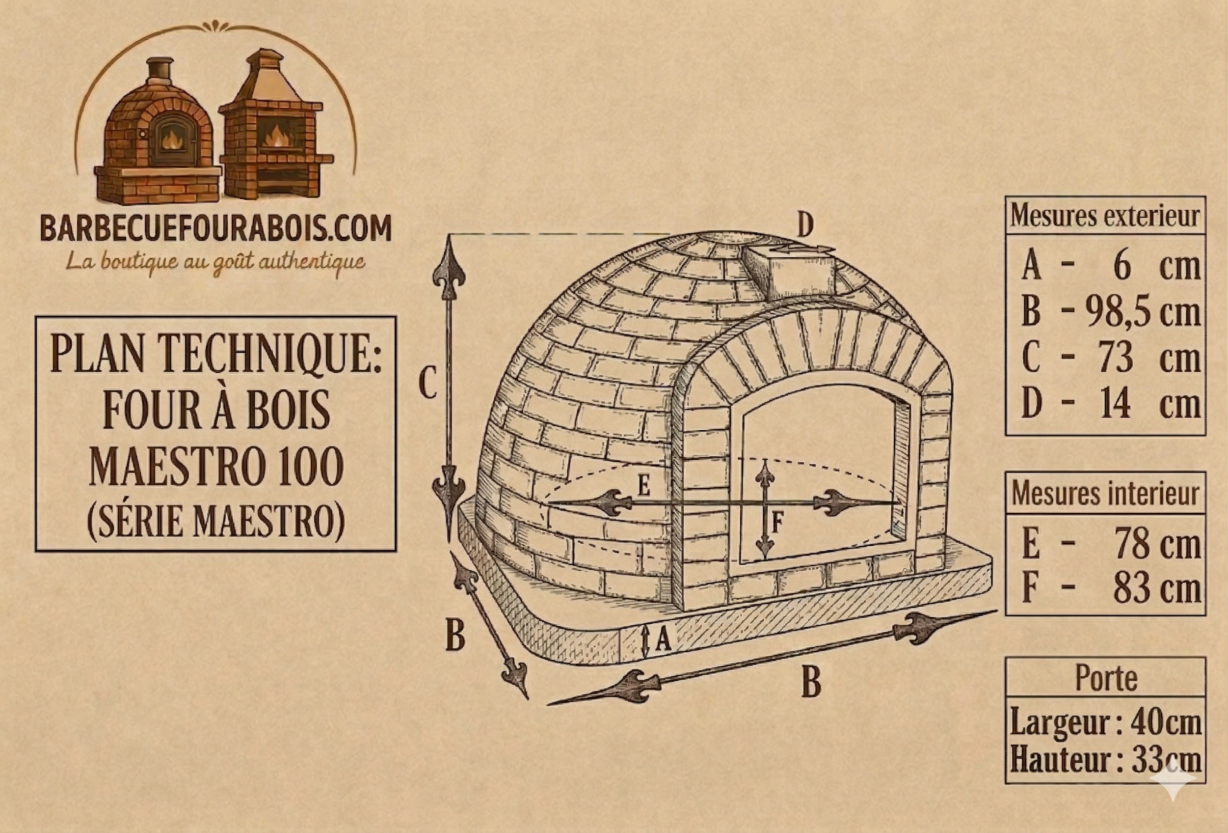 Forno a Legna Maestro 100 cm – Forno per Pizza Autentico