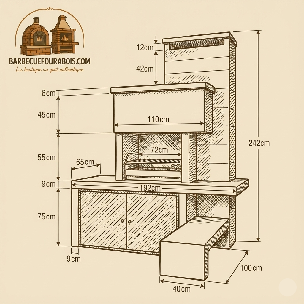 Granito 51 – Cucina da esterno moderna in granito con griglia da 70 cm e vano chiuso