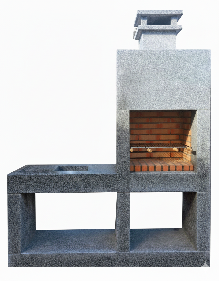 Pietra 049 – Cucina da esterno moderna in granito con griglia da 60 cm (187 cm)