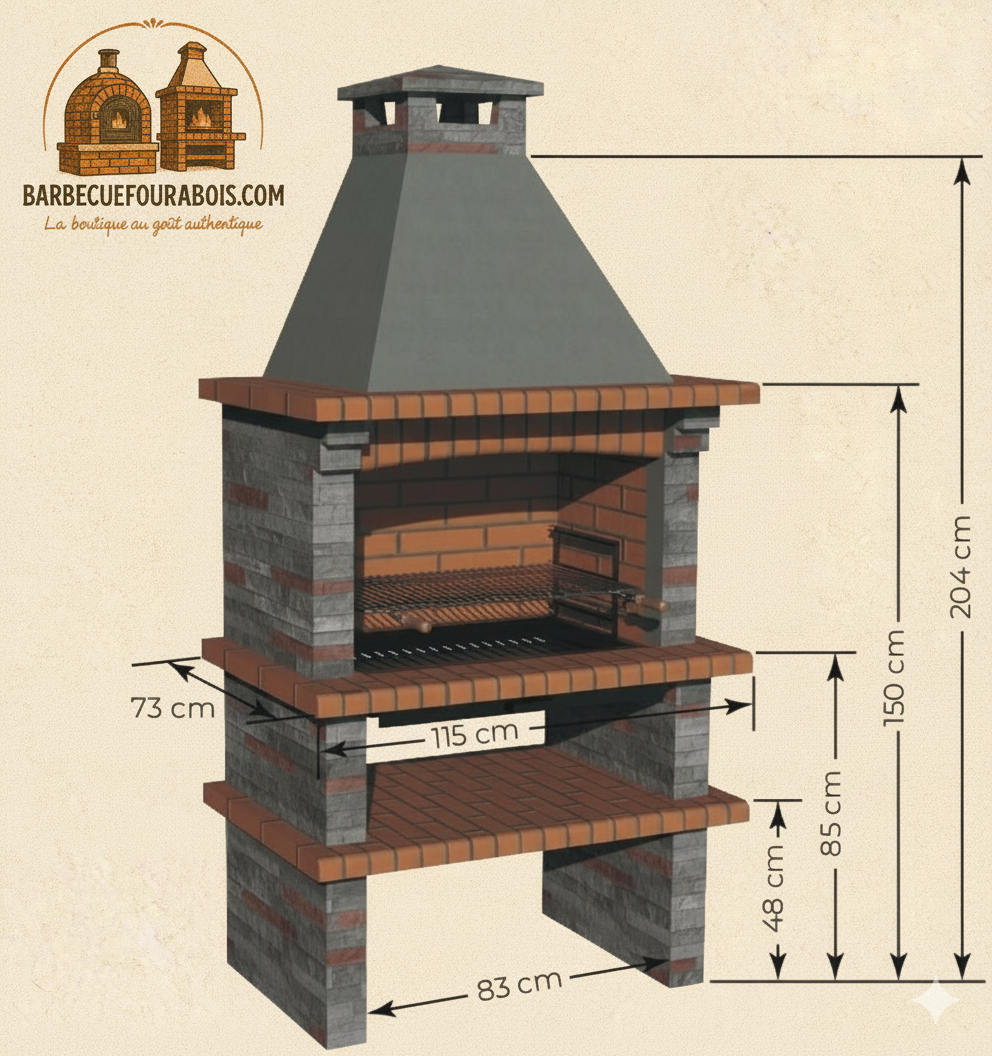 Barbecue Rivieira XL 420 – Modello in Pietra Ricostituita con Focolare Ampio e Griglia Regolabile
