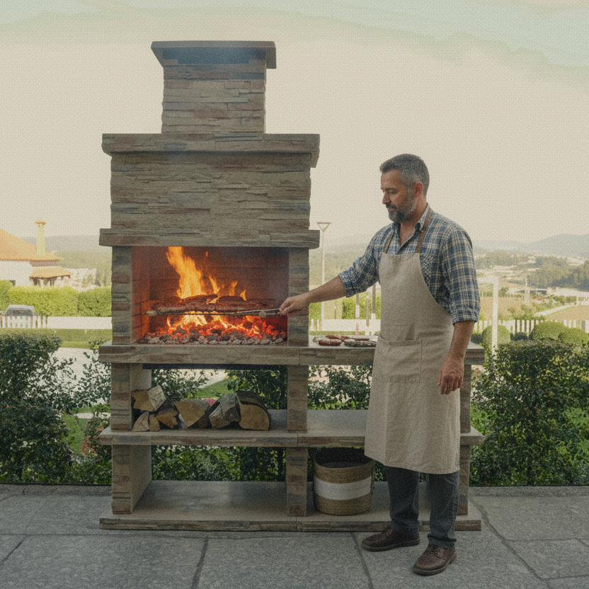 Barbecue Rocca 461 – Pietra Ricostituita con Modulo Laterale