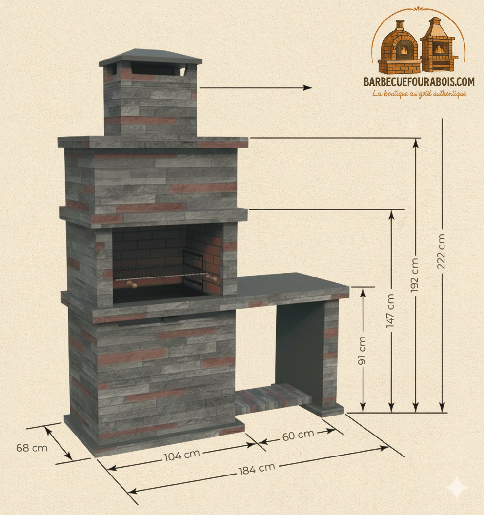 Barbecue in Pietra Ricostituita Rocca 471 – Con Lavello | Marrone / Grigio