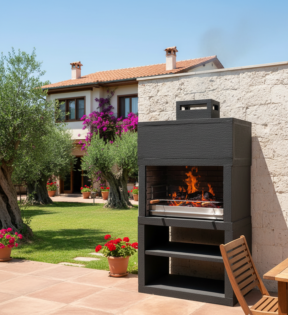 Linea 25 – Barbecue moderno di design (4 colori) con griglia in acciaio da 80 cm inclusa