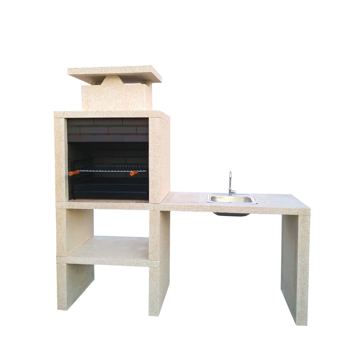 Nexa 609 – Barbecue moderno con lavello (lato a scelta) e griglia da 60×40 (acciaio inox opzionale)