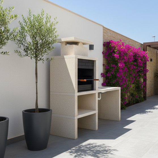 Nexa 609 – Barbecue moderno con lavello (lato a scelta) e griglia da 60×40 (acciaio inox opzionale)