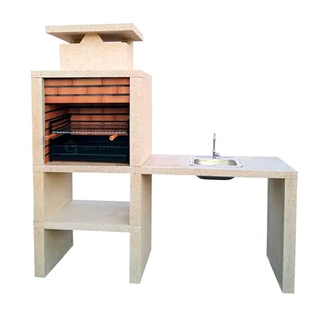 Nexa 609 – Barbecue moderno con lavello (lato a scelta) e griglia da 60×40 (acciaio inox opzionale)
