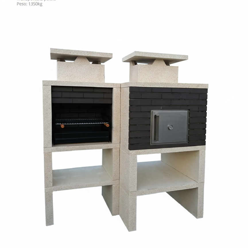 Nexa 612 – Barbecue e forno Ø75 cm – griglia da 60×40 cm (mattoni grigi opzionali)