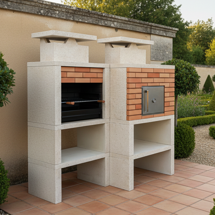 Nexa 612 – Barbecue e forno Ø75 cm – griglia da 60×40 cm (mattoni grigi opzionali)