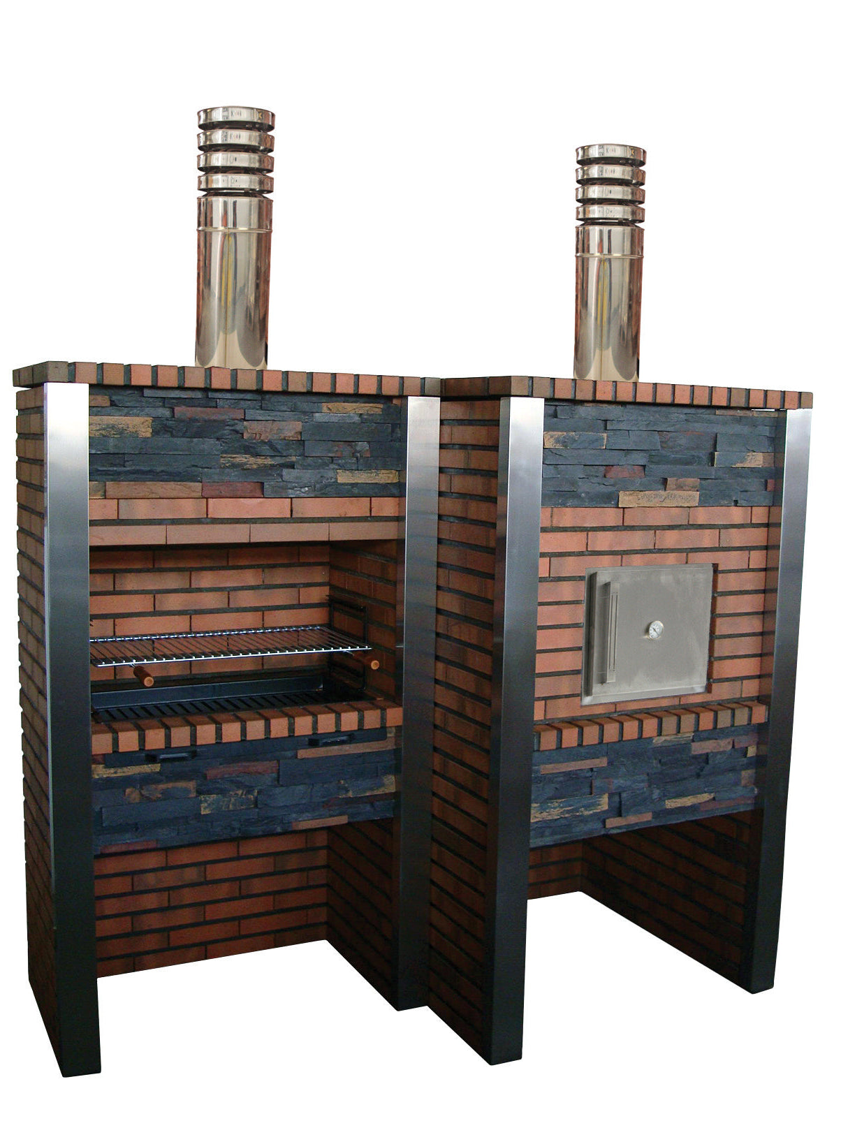Inoxa 306 – Barbecue premium in pietra ricostituita con forno Ø75 cm e griglia da 80×38 (kit di isolamento incluso)