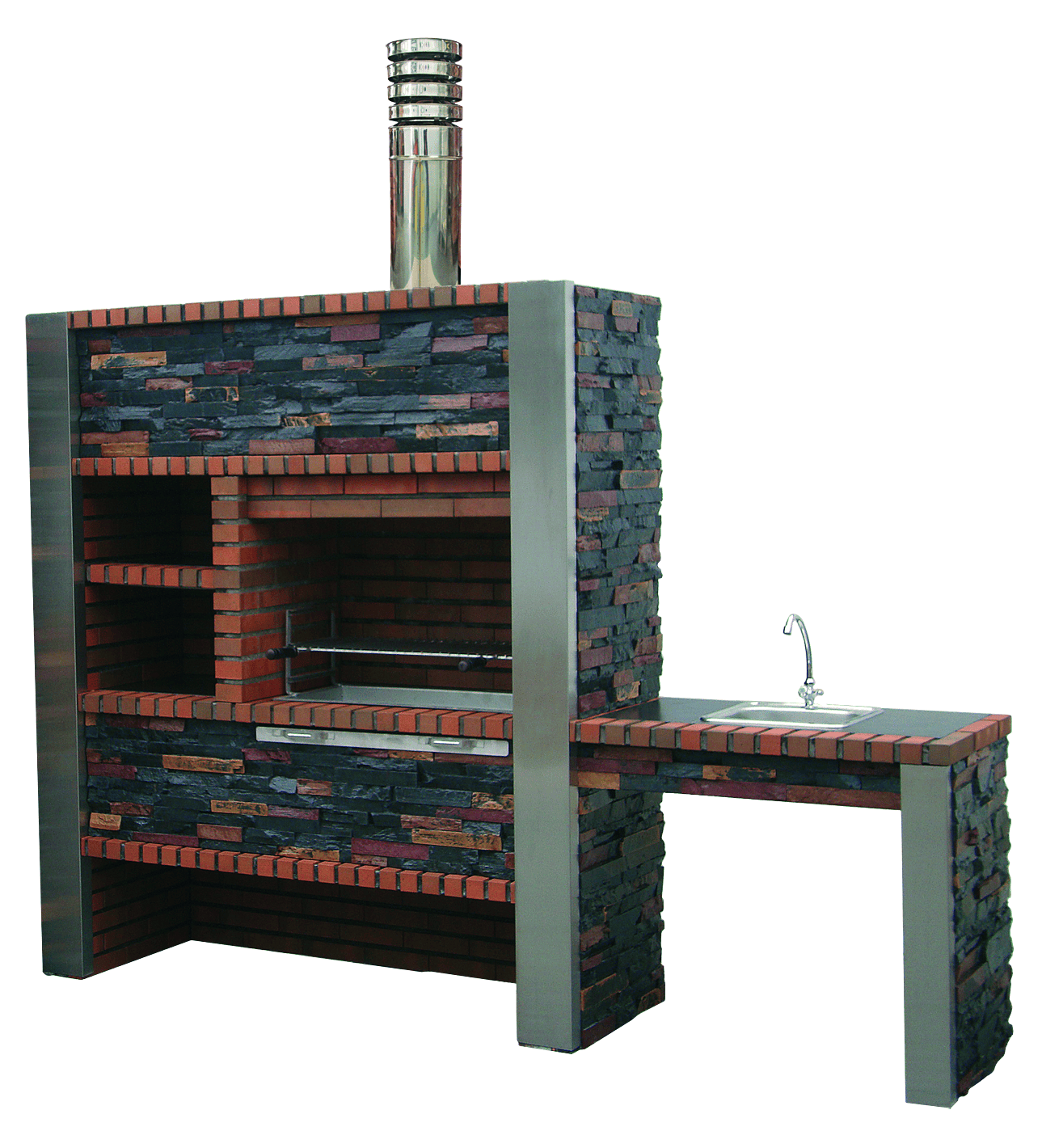 Inoxa 404 – Barbecue premium Serie 400 con piano di lavoro e vani portaoggetti (lavello + rubinetto opzionali)