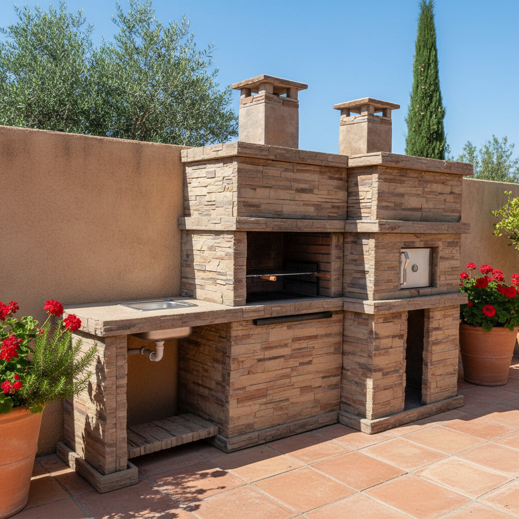 🔥 Rocca Forno 474 – Barbecue in Pietra con Forno e Lavello in Acciaio Inox