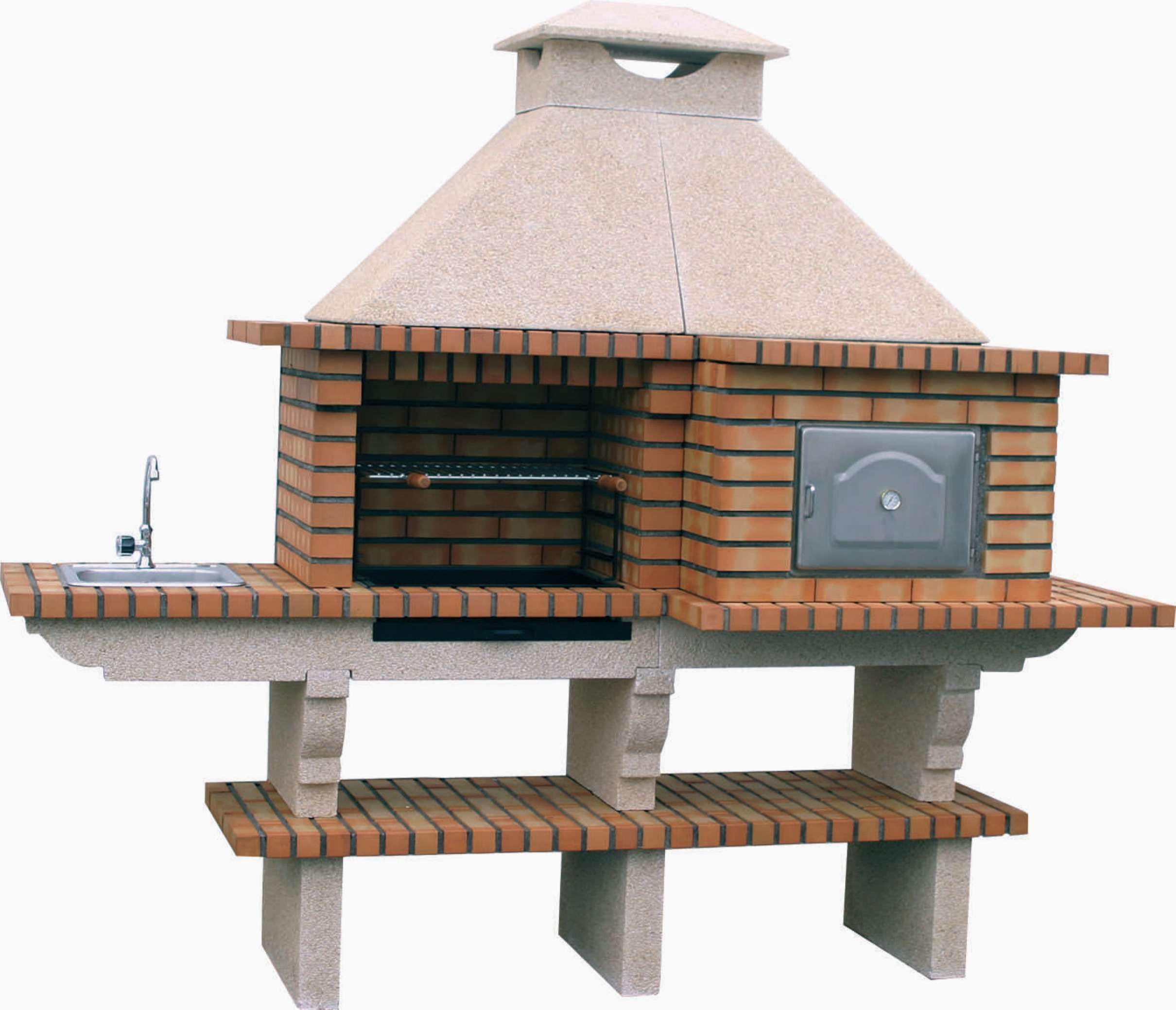 TerraCotto 142 – Barbecue in mattoni con forno a legna e lavello