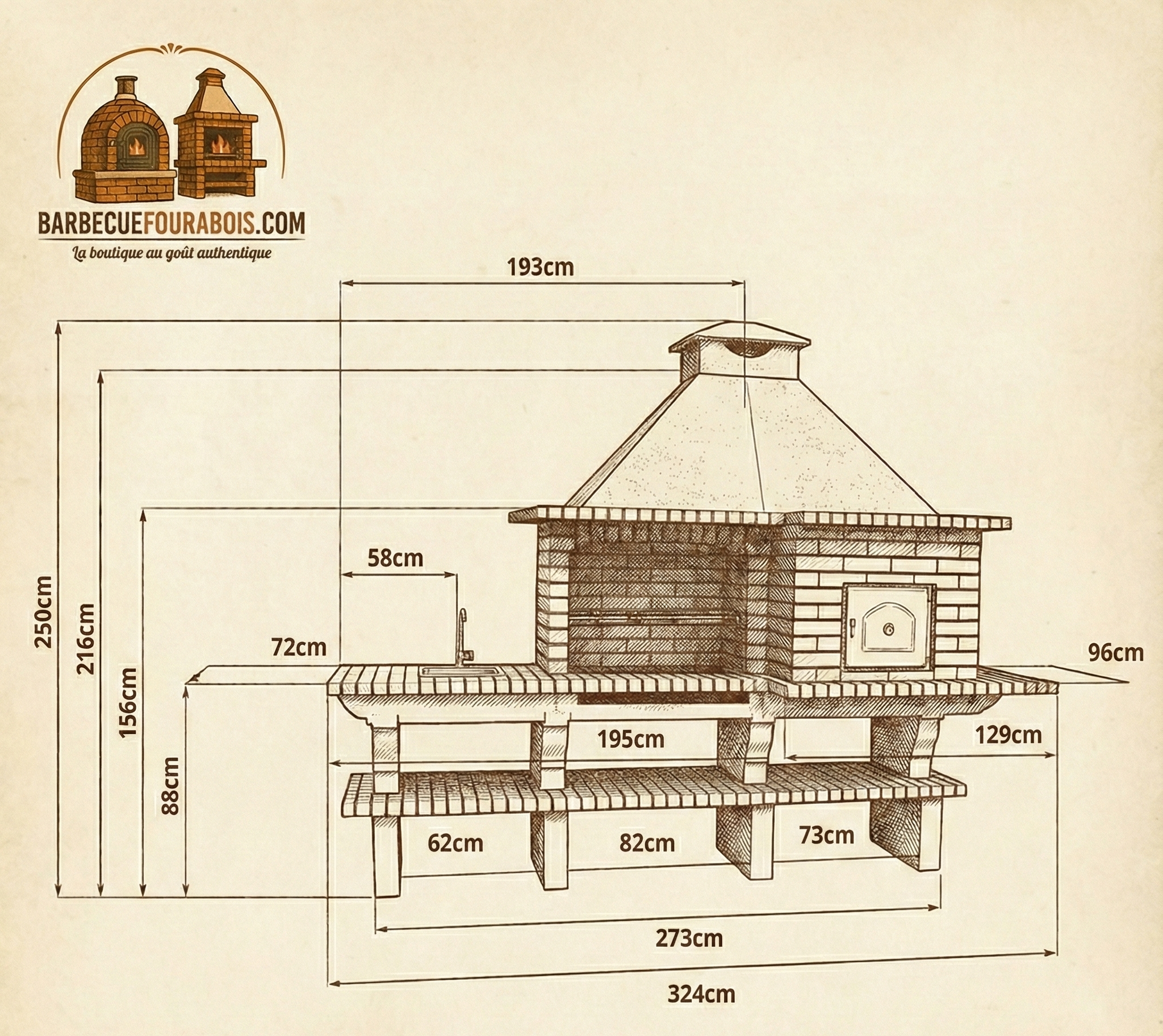TerraCotto 144 – Barbecue in mattoni con forno e lavello