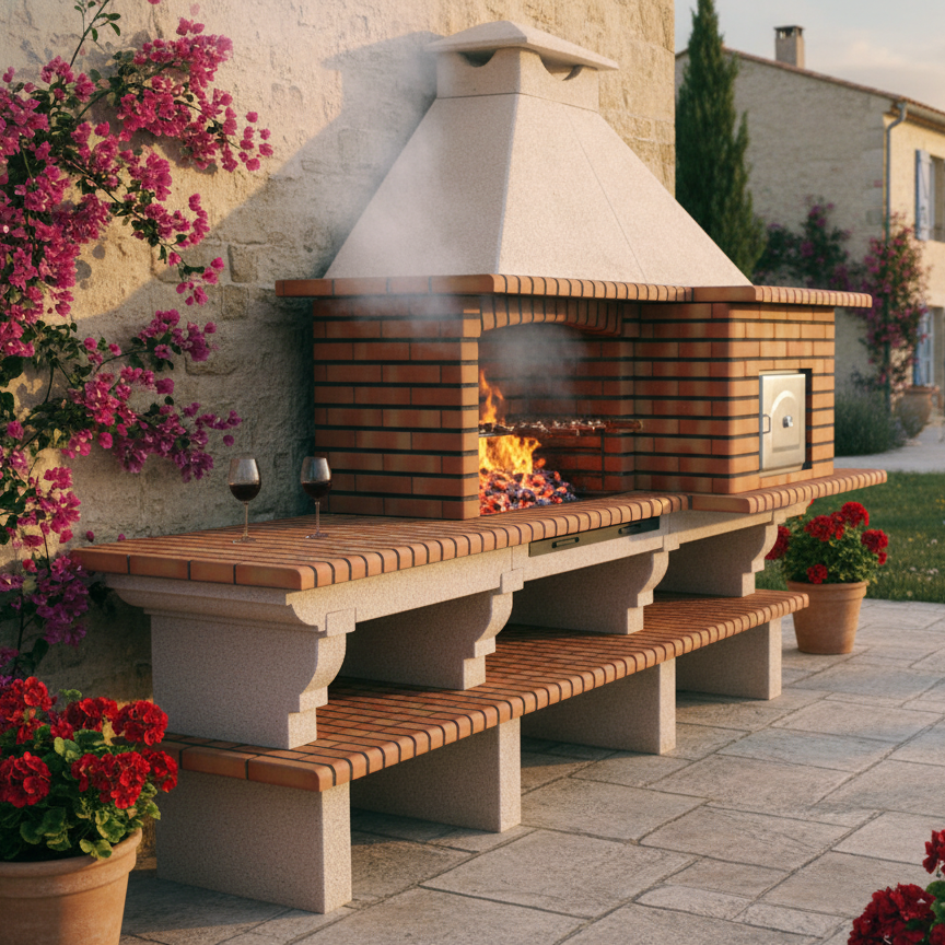 TerraCotto 144 – Barbecue in mattoni con forno e lavello