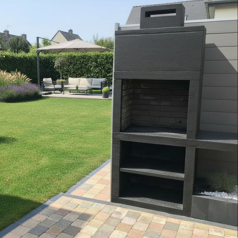 Linea 15 – Barbecue moderno con ripiano laterale (4 colori) – griglia in acciaio da 60 cm inclusa