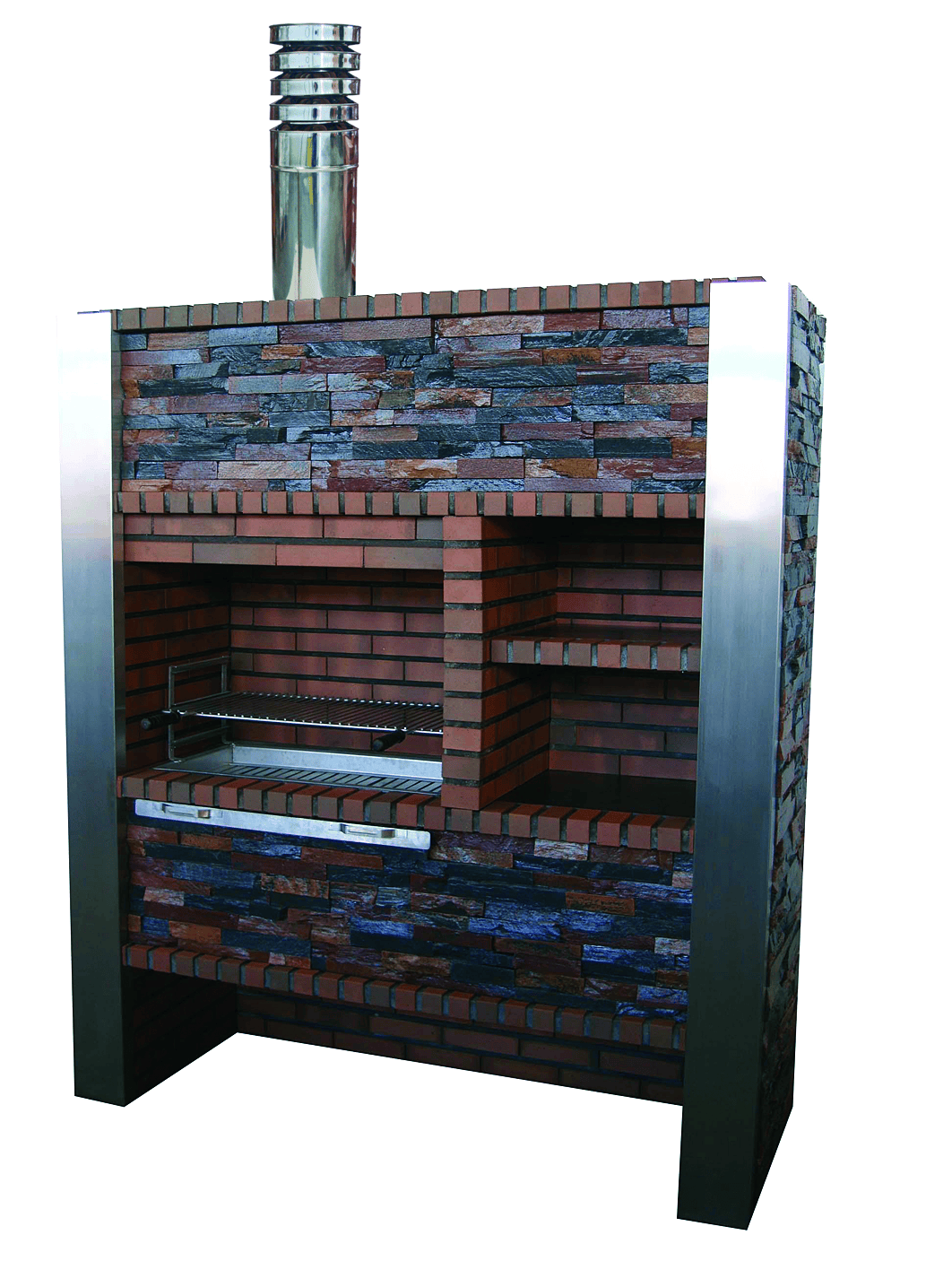 Inoxa 403, barbecue extérieur premium en pierre reconstituée avec habillage schiste verni