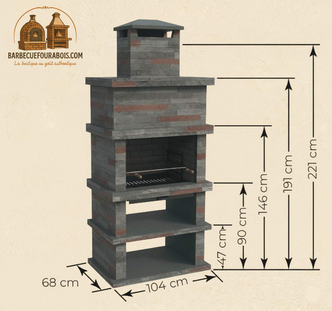Barbecue in Pietra Ricostituita – Rocca 460 – Marrone o Grigio