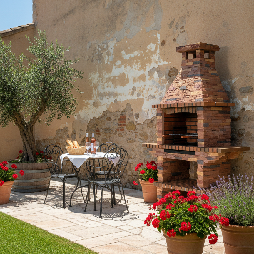 Rustika 203 – Barbecue di grandi dimensioni in pietra ricostituita con griglia da incasso (3 livelli) – Acciaio inox opzionale
