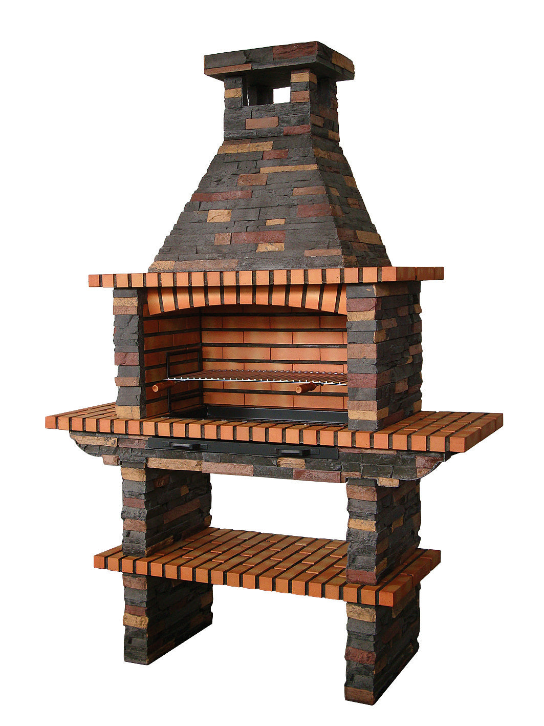 Rustika 204 – Barbecue in pietra ricostituita e mattoni con griglia da 80×38 cm (acciaio inox opzionale)