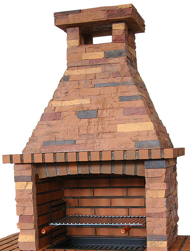 Rustika 201 – Barbecue in pietra ricostituita (96×87×238 cm) con griglia da 60×38, 3 livelli (acciaio inox opzionale)