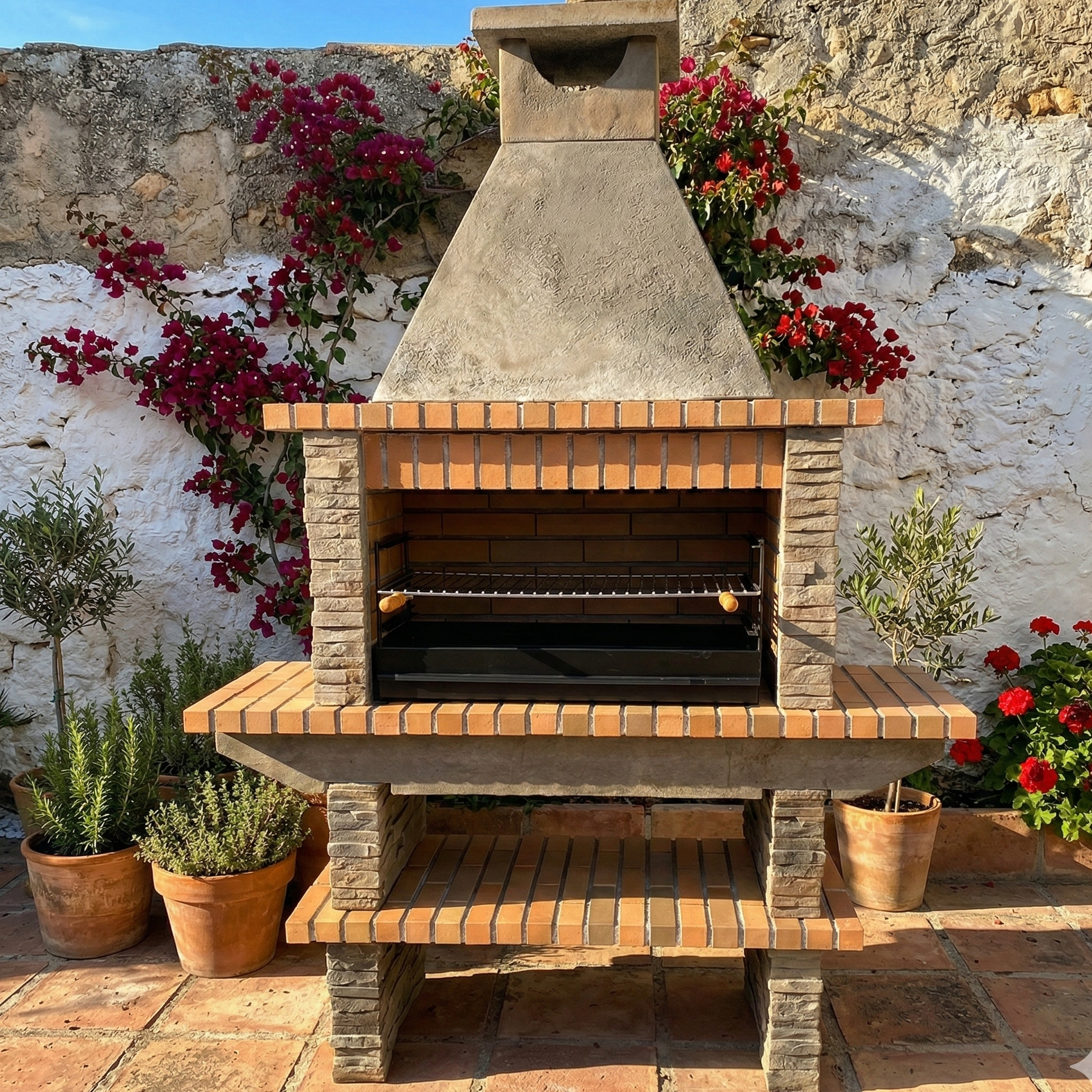 Barbecue Basalto 280 in pietra ricostituita – Griglia da 80 cm, ripiani laterali
