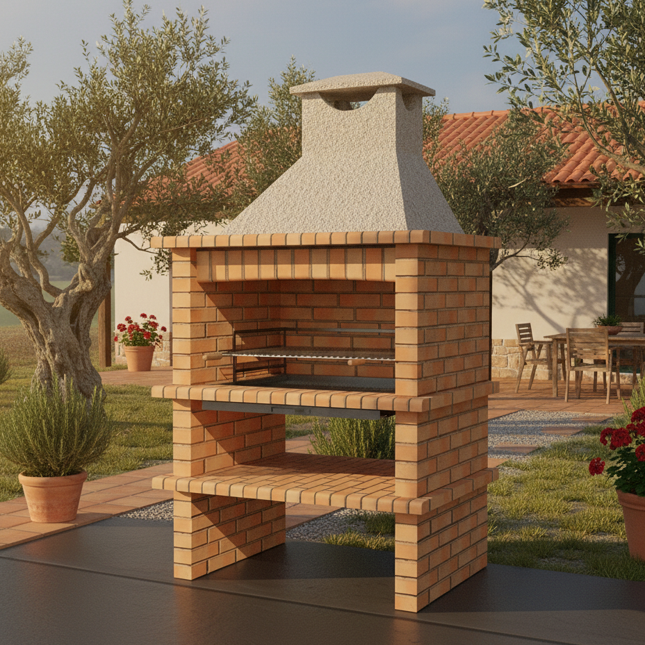 Brava 140 – Barbecue in mattoni con griglia da 90 cm (carbone e legna)