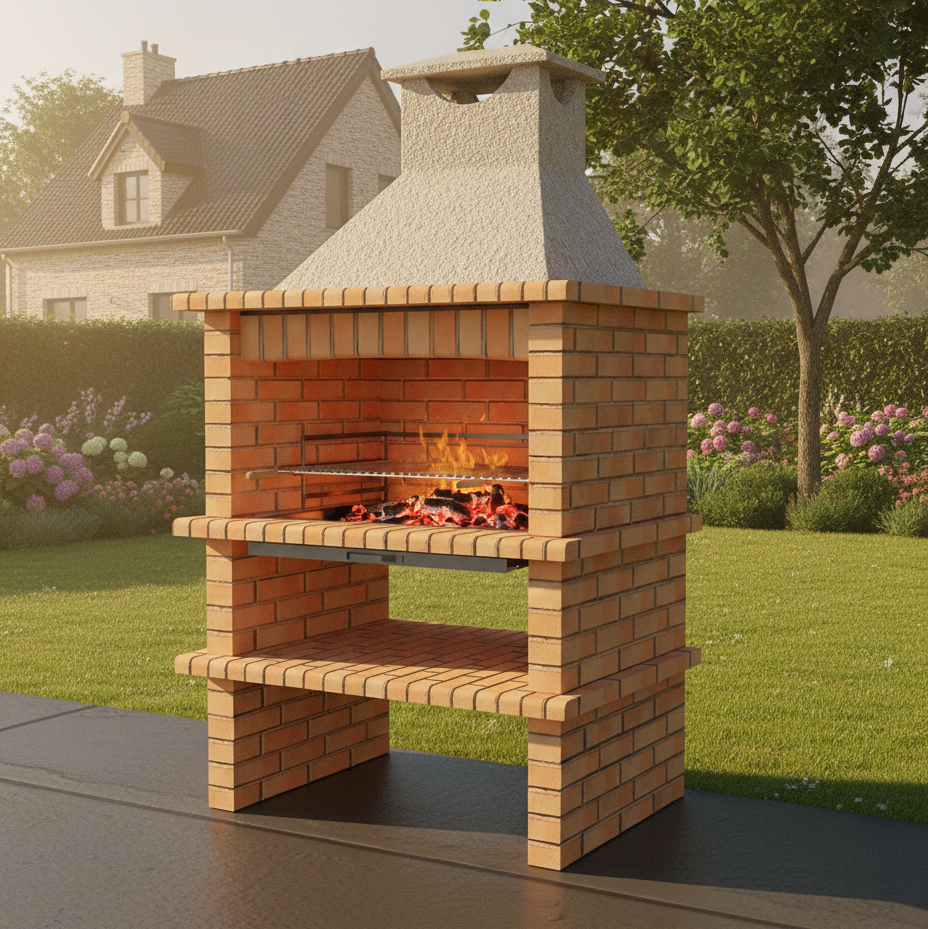 Brava 140 – Barbecue in mattoni con griglia da 90 cm (carbone e legna)