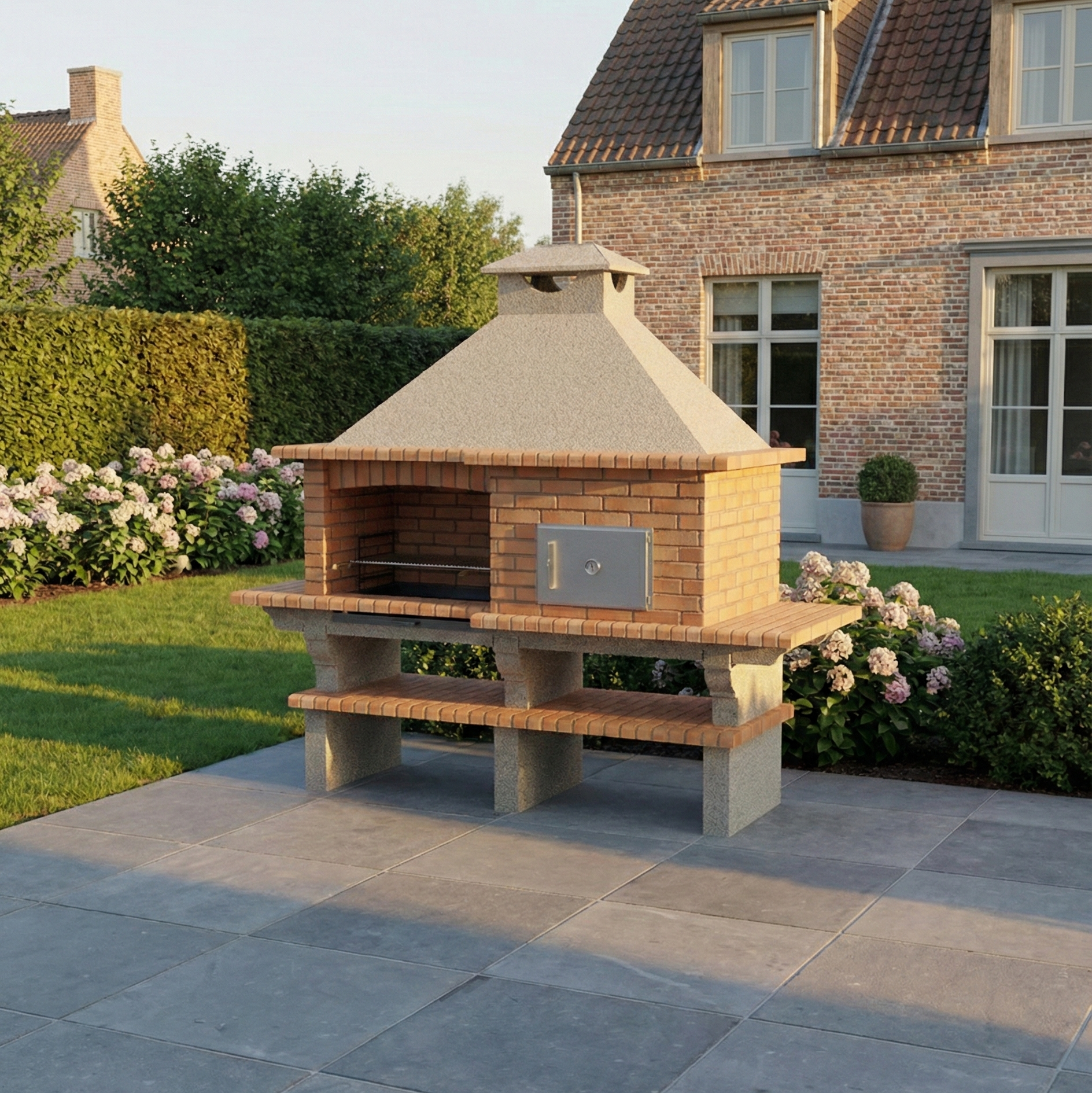 Brava 132 – Barbecue in mattoni di grandi dimensioni (266×96 cm) con griglia da 80 cm