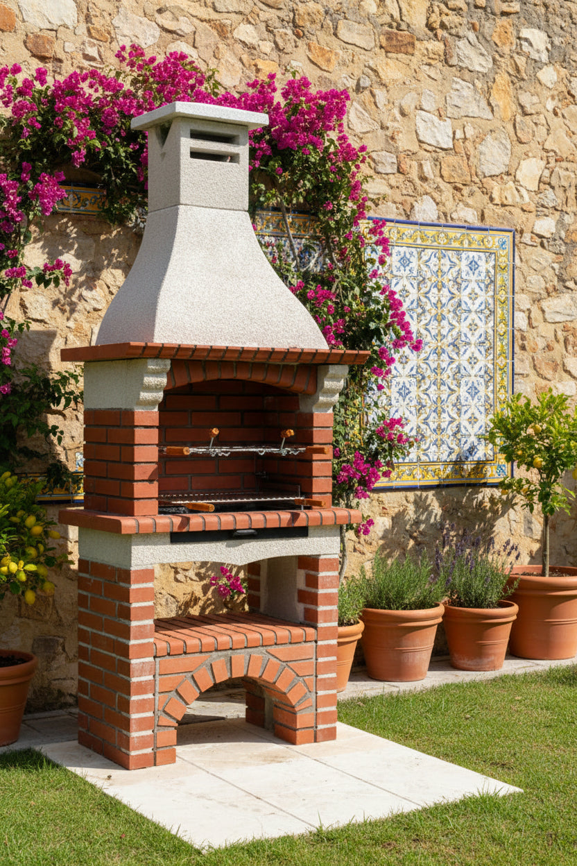 Calabria 105 – Barbecue tradizionale in mattoni e pietra ricostituita – griglia da 60 cm