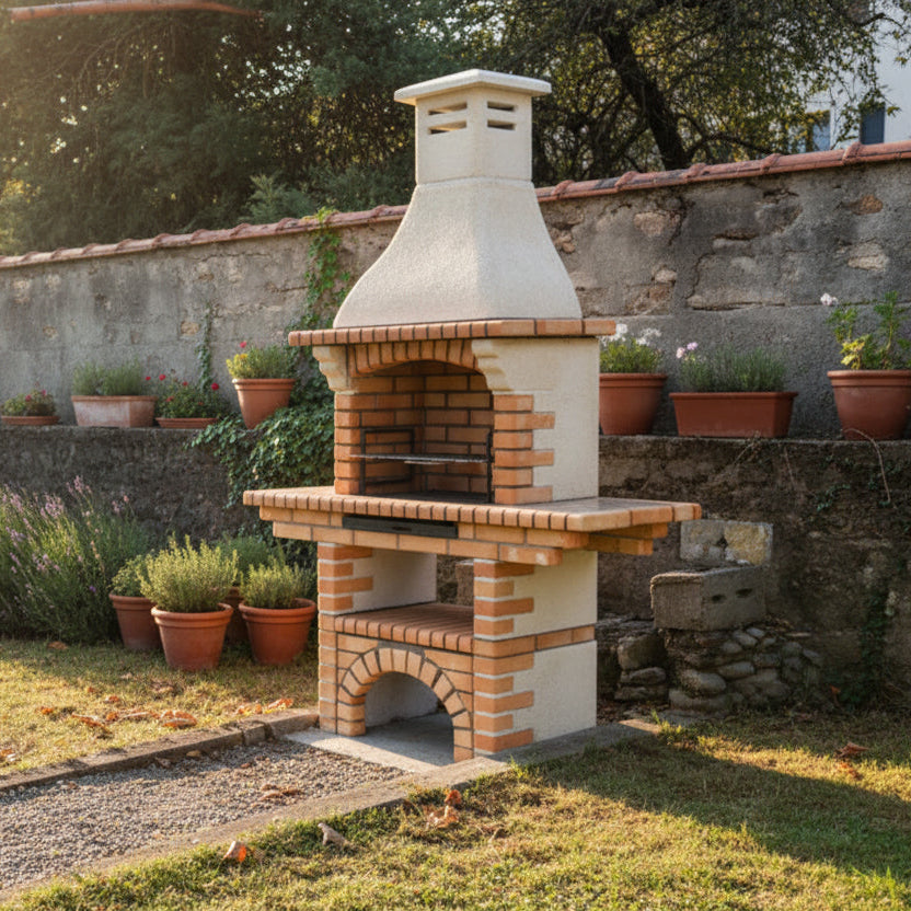 Calabria 207 – Barbecue tradizionale in mattoni e pietra ricostituita – griglia da 60 cm