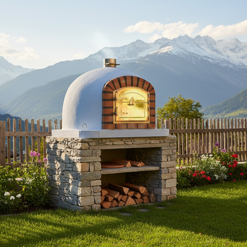 Forno a Legna CENTORO 110 cm – Forno per Pizza Tradizionale con Canna Fumaria Centrale