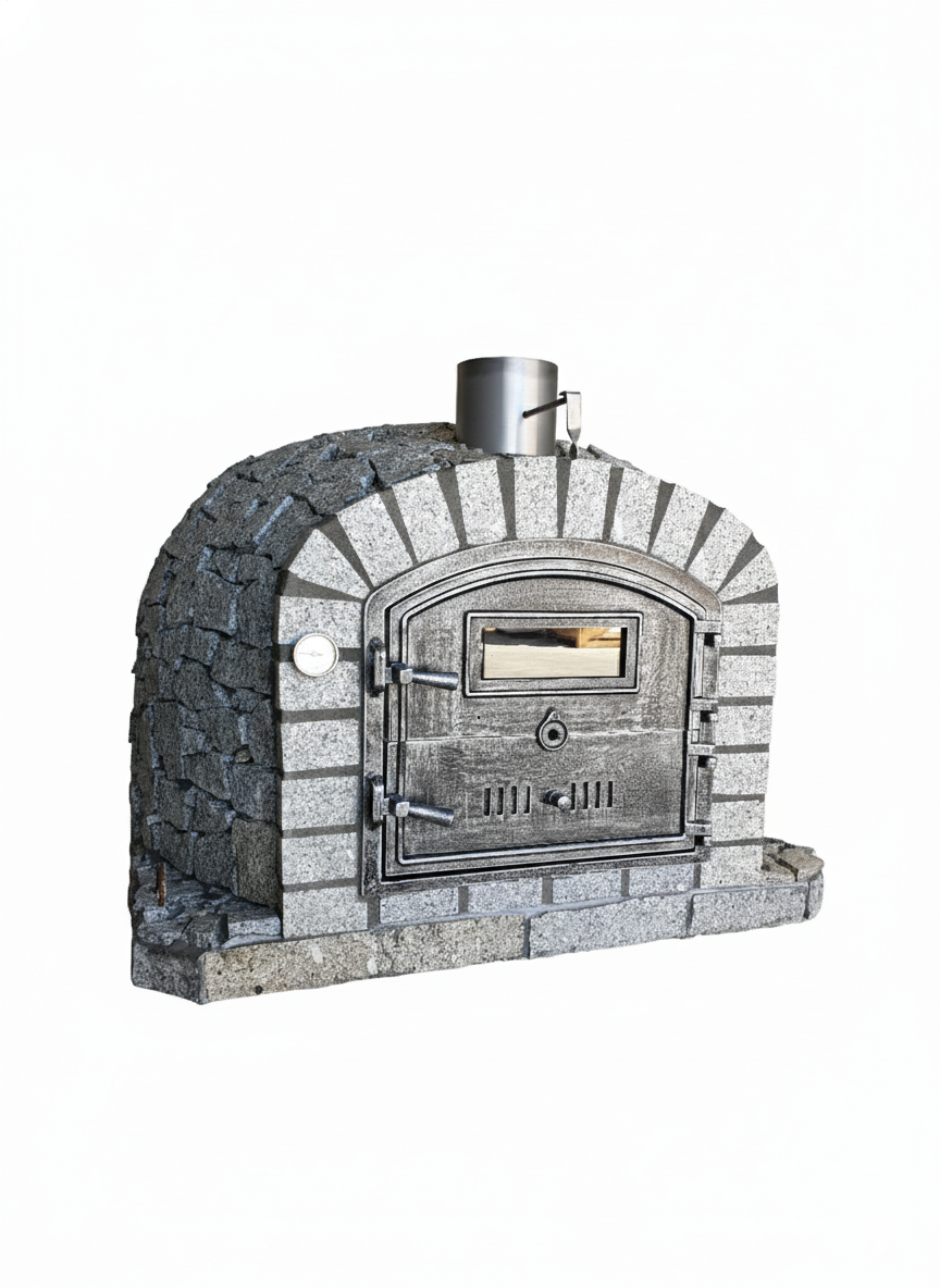 Forno a Legna NERO 100 cm – Finitura in Pietra di Granito Naturale