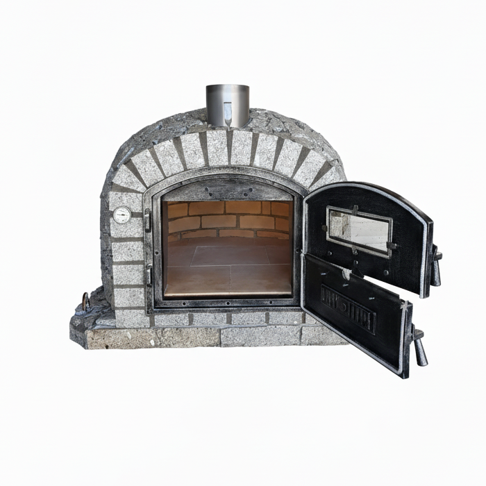 Forno a Legna NERO 100 cm – Finitura in Pietra di Granito Naturale