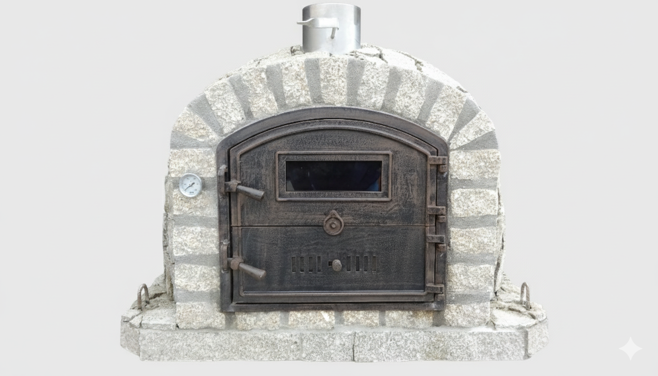 Forno a Legna NERO 100 cm – Finitura in Pietra di Granito Naturale