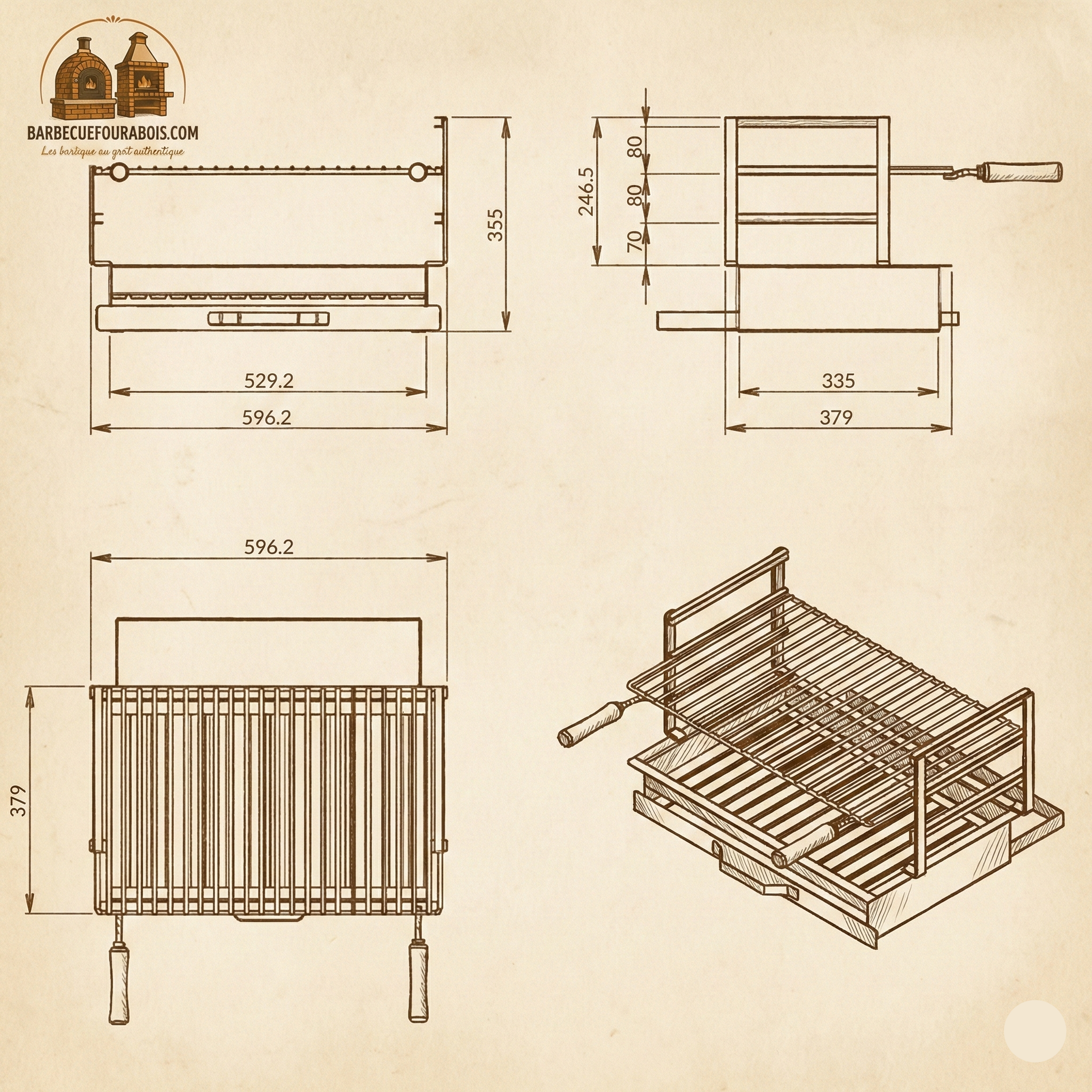 Griglia da incasso in inox – 60x38 / 70x38 / 80x38 – Con griglia e cassetto (consegna gratuita)
