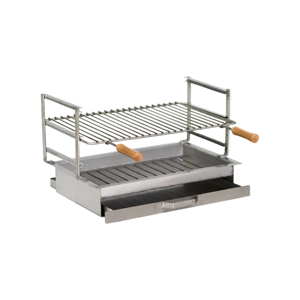 Griglia da incasso in inox – 60x38 / 70x38 / 80x38 – Con griglia e cassetto (consegna gratuita)