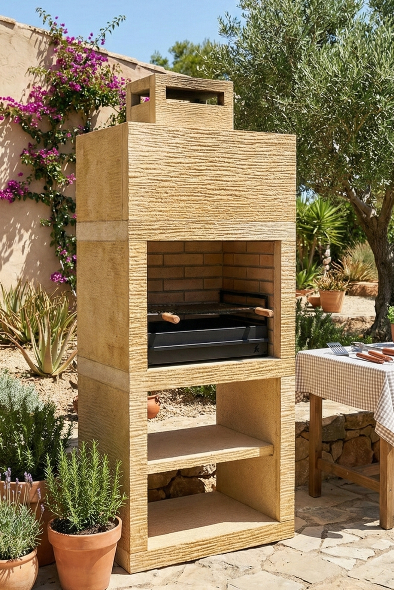 Linea 10 – Barbecue moderno di design (4 colori) con griglia in acciaio da 60 cm inclusa