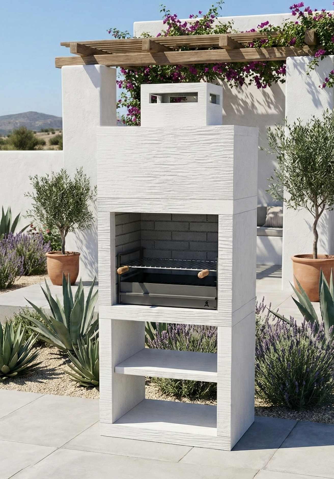 Linea 10 – Barbecue moderno di design (4 colori) con griglia in acciaio da 60 cm inclusa