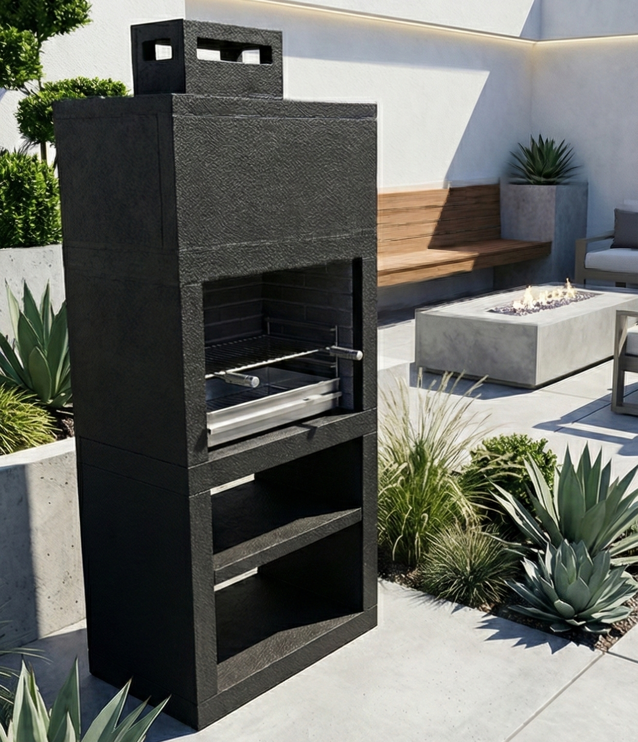 Linea 10 – Barbecue moderno di design (4 colori) con griglia in acciaio da 60 cm inclusa