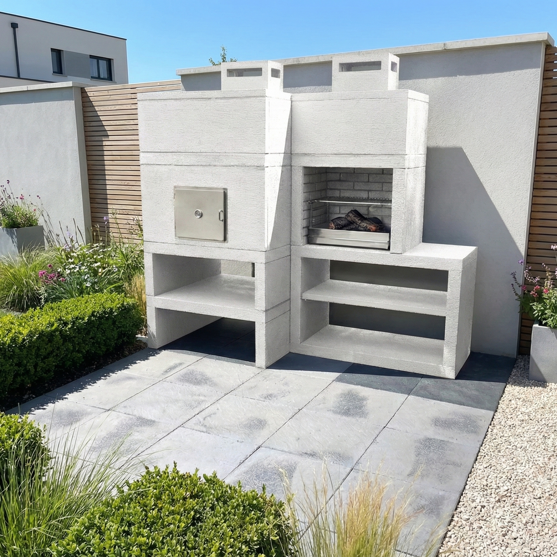 Linea 12F – Barbecue moderno modulare con forno Ø80 e griglia da 60 cm