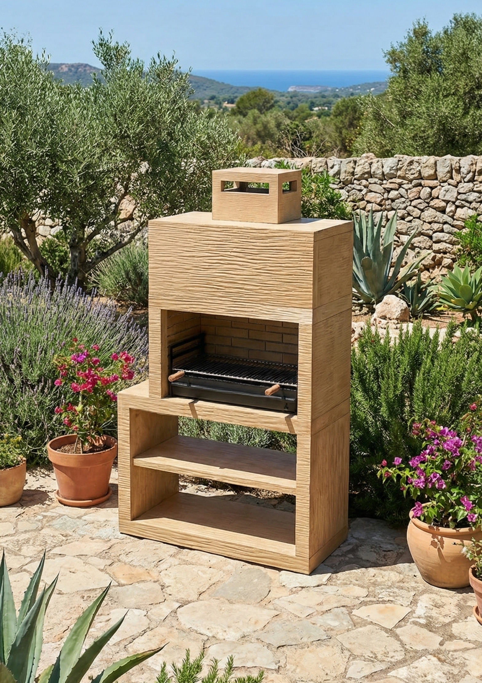 Linea 13 – Barbecue moderno con modulo laterale (4 colori) – griglia in acciaio da 80 cm inclusa