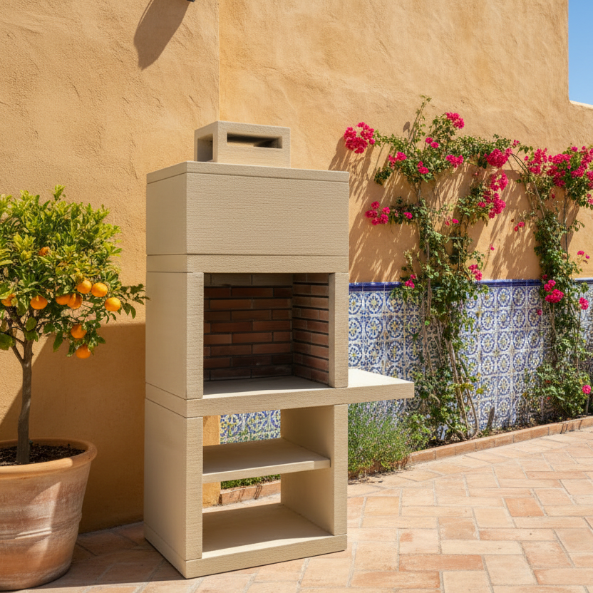 Linea 15 – Barbecue moderno con ripiano laterale (4 colori) – griglia in acciaio da 60 cm inclusa